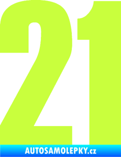 Samolepka Startovní číslo 21 typ 2        limetová