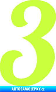 Samolepka Startovní číslo 3 typ 3  limetová
