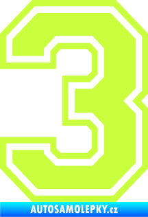 Samolepka Startovní číslo 3 typ 4 limetová