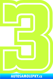 Samolepka Startovní číslo 3 typ 5 limetová