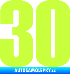 Samolepka Startovní číslo 30 typ 2     limetová