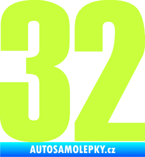 Samolepka Startovní číslo 32 typ 2     limetová