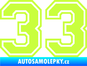 Samolepka Startovní číslo 33 typ 4 limetová