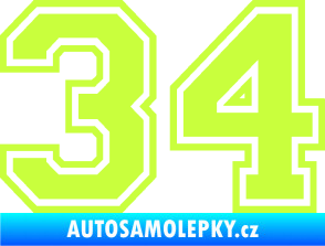 Samolepka Startovní číslo 34 typ 4 limetová