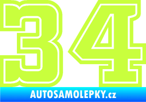 Samolepka Startovní číslo 34 typ 5 limetová