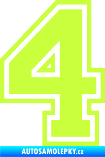 Samolepka Startovní číslo 4 typ 4 limetová