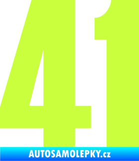 Samolepka Startovní číslo 41 typ 2     limetová