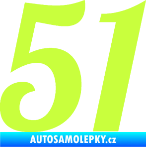 Samolepka Startovní číslo 51 typ 3 limetová
