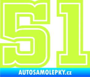 Samolepka Startovní číslo 51 typ 5 limetová