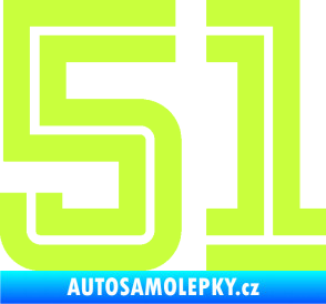 Samolepka Startovní číslo 51 typ 7 limetová