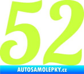 Samolepka Startovní číslo 52 typ 3 limetová