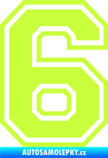 Samolepka Startovní číslo 6 typ 4 limetová