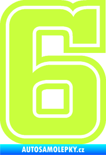 Samolepka Startovní číslo 6 typ 5 limetová
