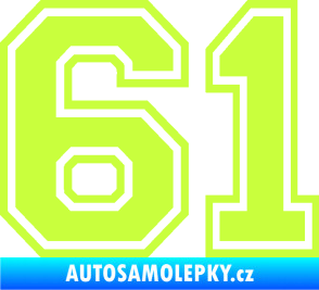 Samolepka Startovní číslo 61 typ 4 limetová