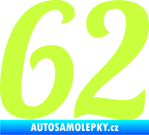 Samolepka Startovní číslo 62 typ 3 limetová