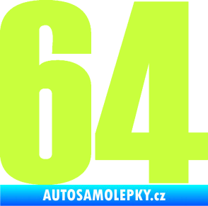 Samolepka Startovní číslo 64 typ 2    limetová