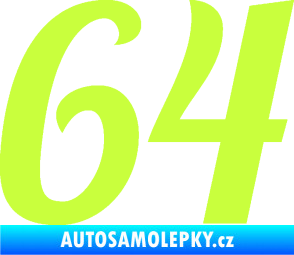 Samolepka Startovní číslo 64 typ 3 limetová
