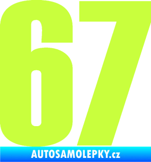 Samolepka Startovní číslo 67 typ 2      limetová