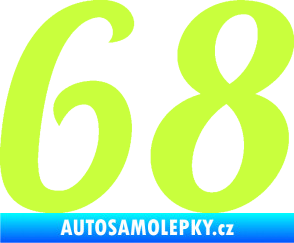 Samolepka Startovní číslo 68 typ 3 limetová