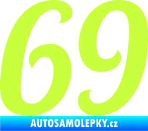 Samolepka Startovní číslo 69 typ 3 limetová