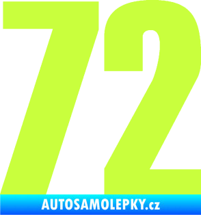 Samolepka Startovní číslo 72 typ 2   limetová