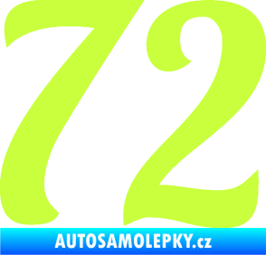 Samolepka Startovní číslo 72 typ 3   limetová