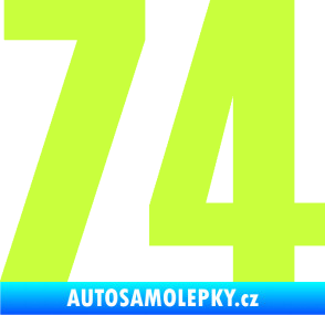 Samolepka Startovní číslo 74 typ 2     limetová