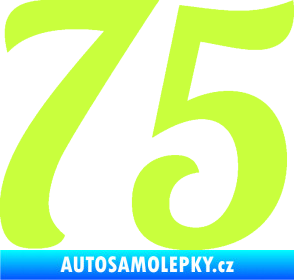 Samolepka Startovní číslo 75 typ 3   limetová