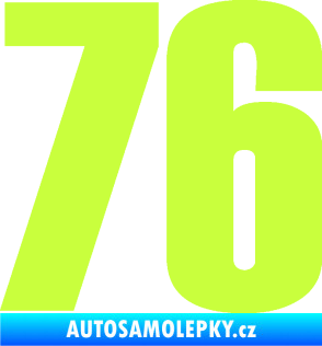 Samolepka Startovní číslo 76 typ 2       limetová