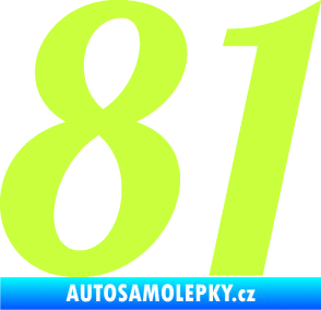 Samolepka Startovní číslo 81 typ 3   limetová