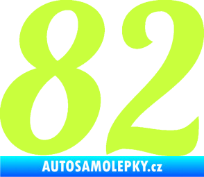Samolepka Startovní číslo 82 typ 3   limetová