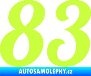Samolepka Startovní číslo 83 typ 3   limetová