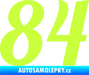 Samolepka Startovní číslo 84 typ 3  limetová