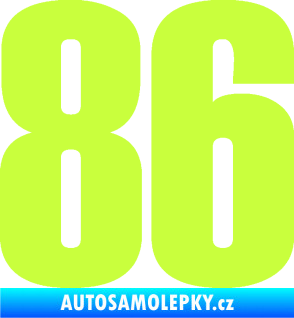 Samolepka Startovní číslo 86 typ 2      limetová