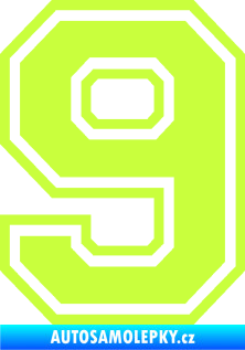 Samolepka Startovní číslo 9 typ 4 limetová