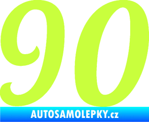 Samolepka Startovní číslo 90 typ 3   limetová
