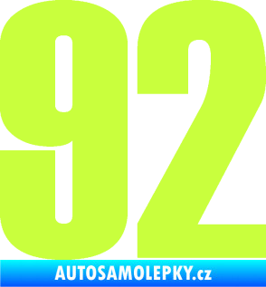 Samolepka Startovní číslo 92 typ 2  limetová