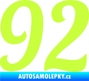 Samolepka Startovní číslo 92 typ 3   limetová