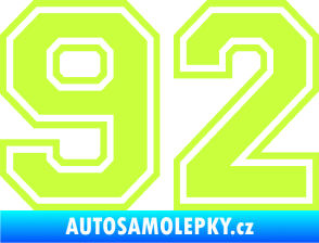 Samolepka Startovní číslo 92 typ 4 limetová