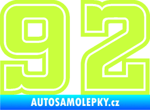 Samolepka Startovní číslo 92 typ 5 limetová