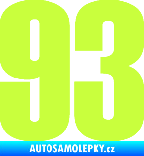 Samolepka Startovní číslo 93 typ 2   limetová