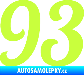 Samolepka Startovní číslo 93 typ 3   limetová