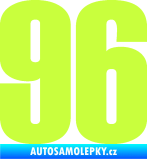 Samolepka Startovní číslo 96 typ 2     limetová