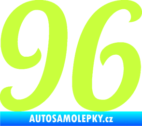 Samolepka Startovní číslo 96 typ 3    limetová