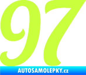 Samolepka Startovní číslo 97 typ 3   limetová