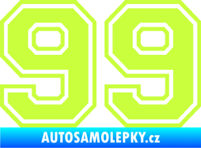 Samolepka Startovní číslo 99 typ 4 limetová