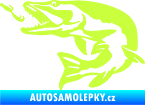 Samolepka Štika 005 levá s návnadou limetová