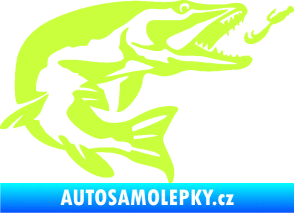 Samolepka Štika 005 pravá s návnadou limetová