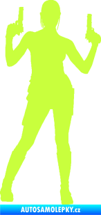 Samolepka Střelkyně 002 pravá girl with gun limetová