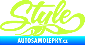 Samolepka Style nápis s plameny limetová